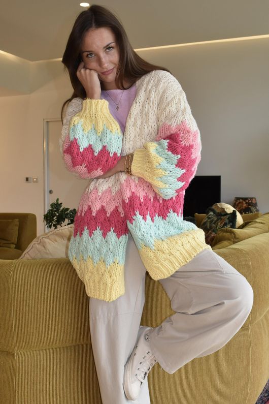 Patsy Chunky Knit Cardigan Brights /4=